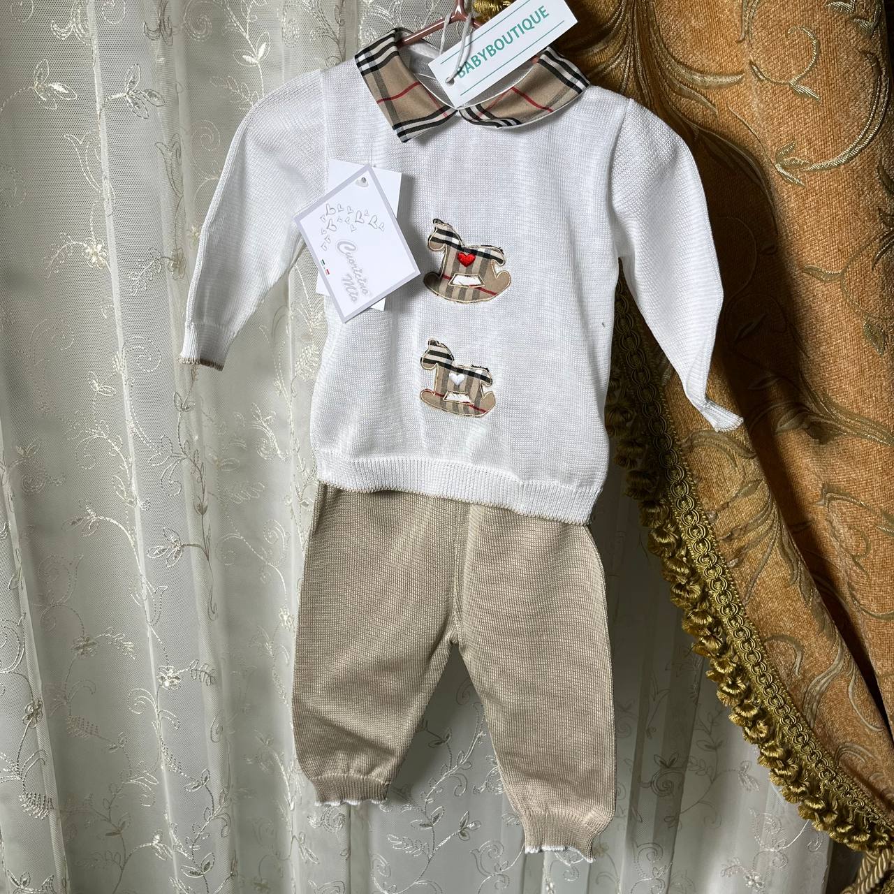 My Little Heart Suit and Burberry Style Pants, 2Pcs