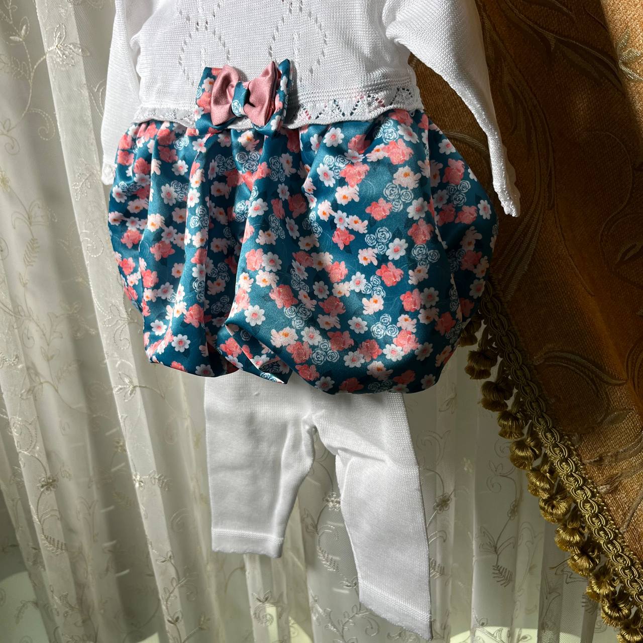 Chiots dorés coordonnés 3, robe + leggings et bandeau, 3 PCS,