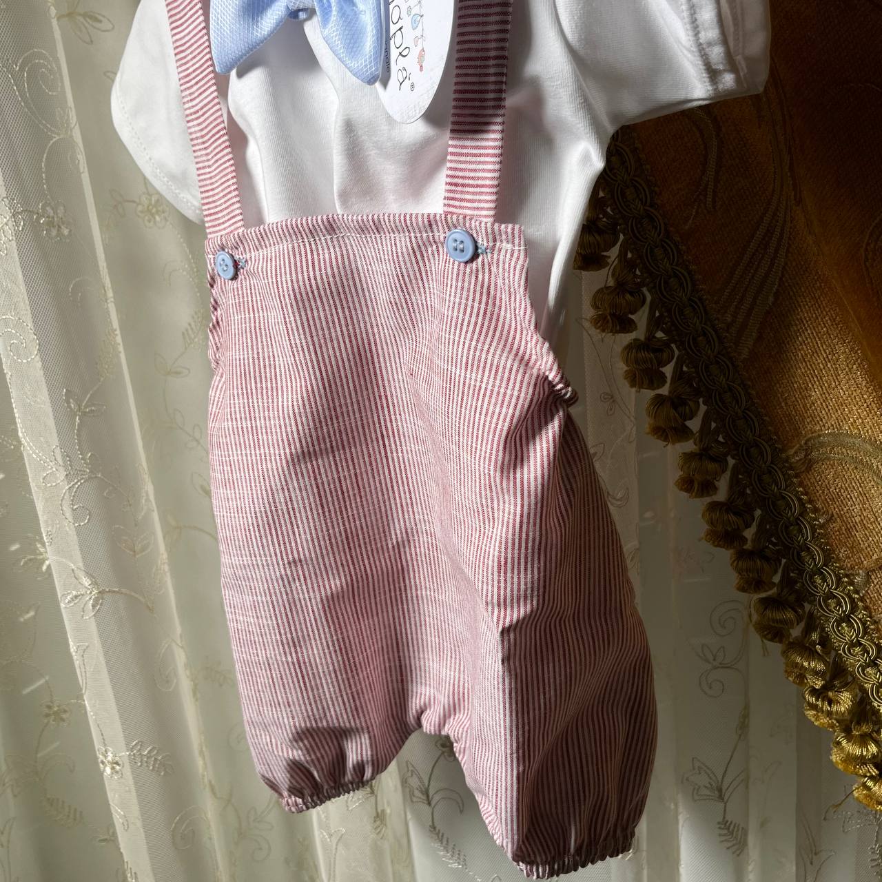 Coordinated HOPHOPLà, Complete Shirt with Overalls + Bib + Shoes + Hat, 5 PCS,